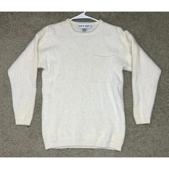 RICHARD & CO VINTAGE Angora Lambswool Crew Neck Ivory Sweater Soft Comfy Sz XS - Picture 1 of 8